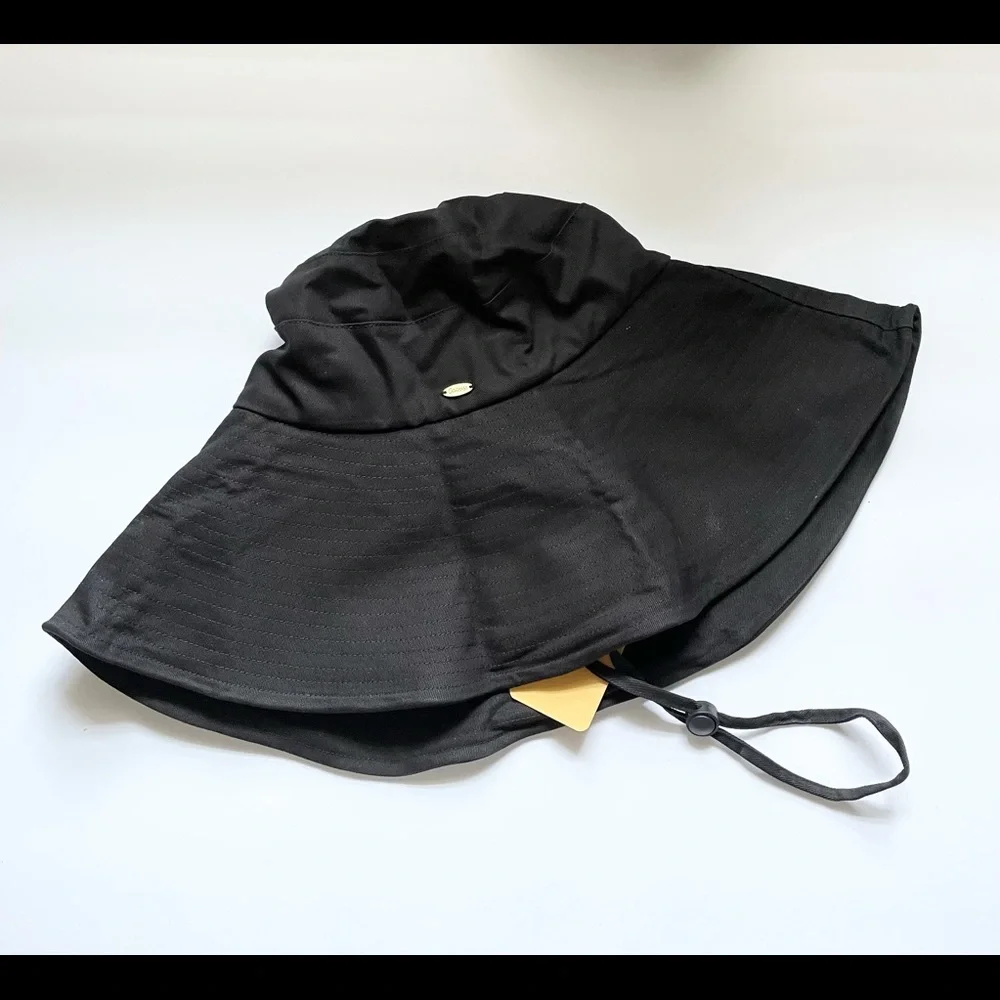 SUN HAT Large Brim Black Chin Strap XXL Plus Size - Picture 3 of 11